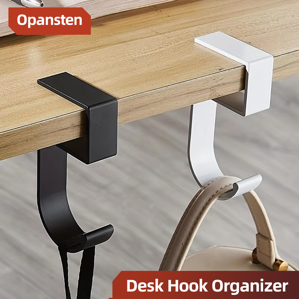 Tech For Office - Aluminium-Schreibtischhaken-Organizer mit Rutschfestem Design, Elegantes Schwarz-Weiß