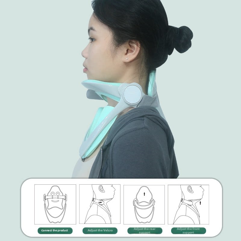 Office Technology - Ergonomisches Nackentraktionsgerät, Anti-Bogen-Kopfhaltungskorrektor, weiche Halskrause, Nackenstütze