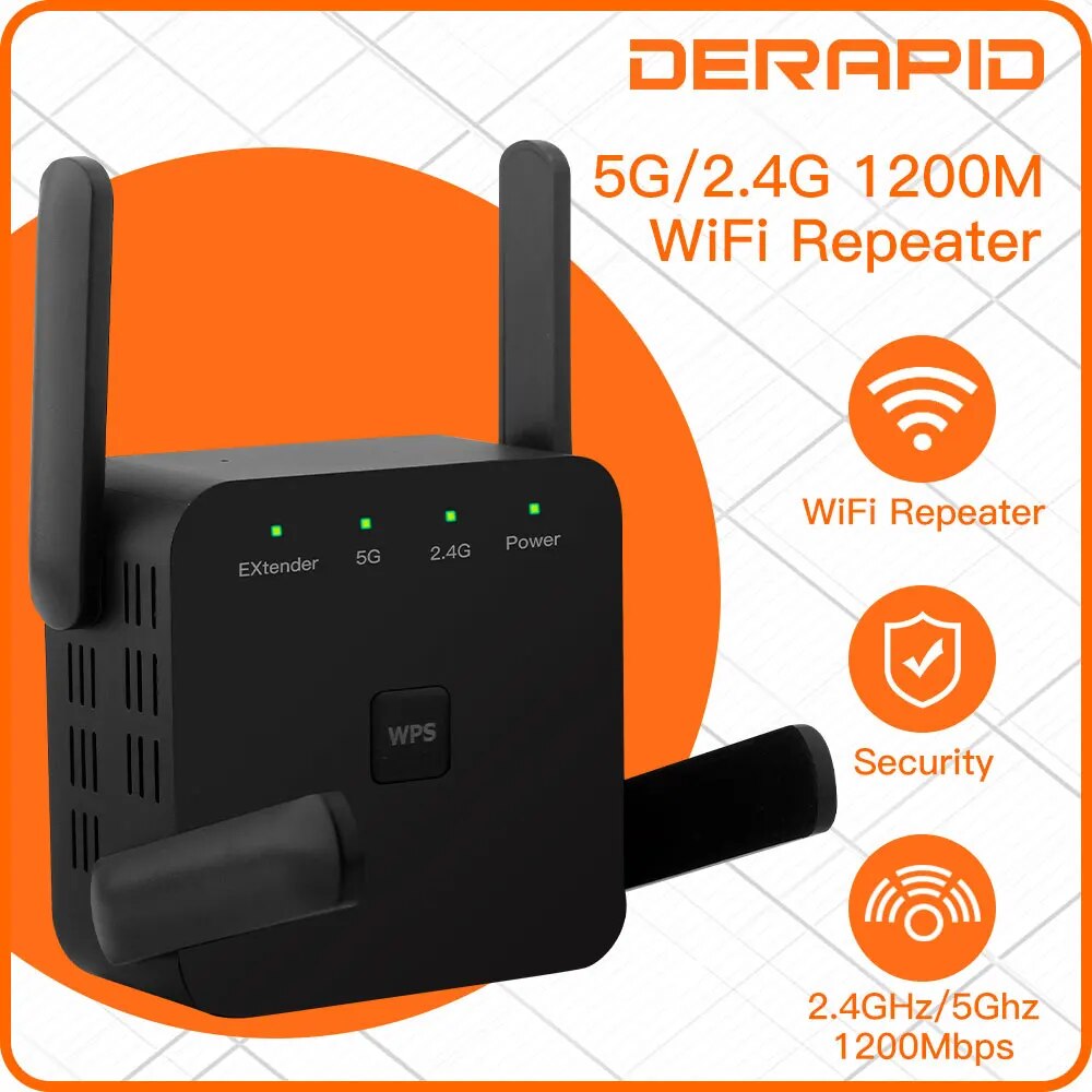 Wifi Range Extender - WiFi Repeater 1200Mbps 2,4 GHz/5GHz Wireless