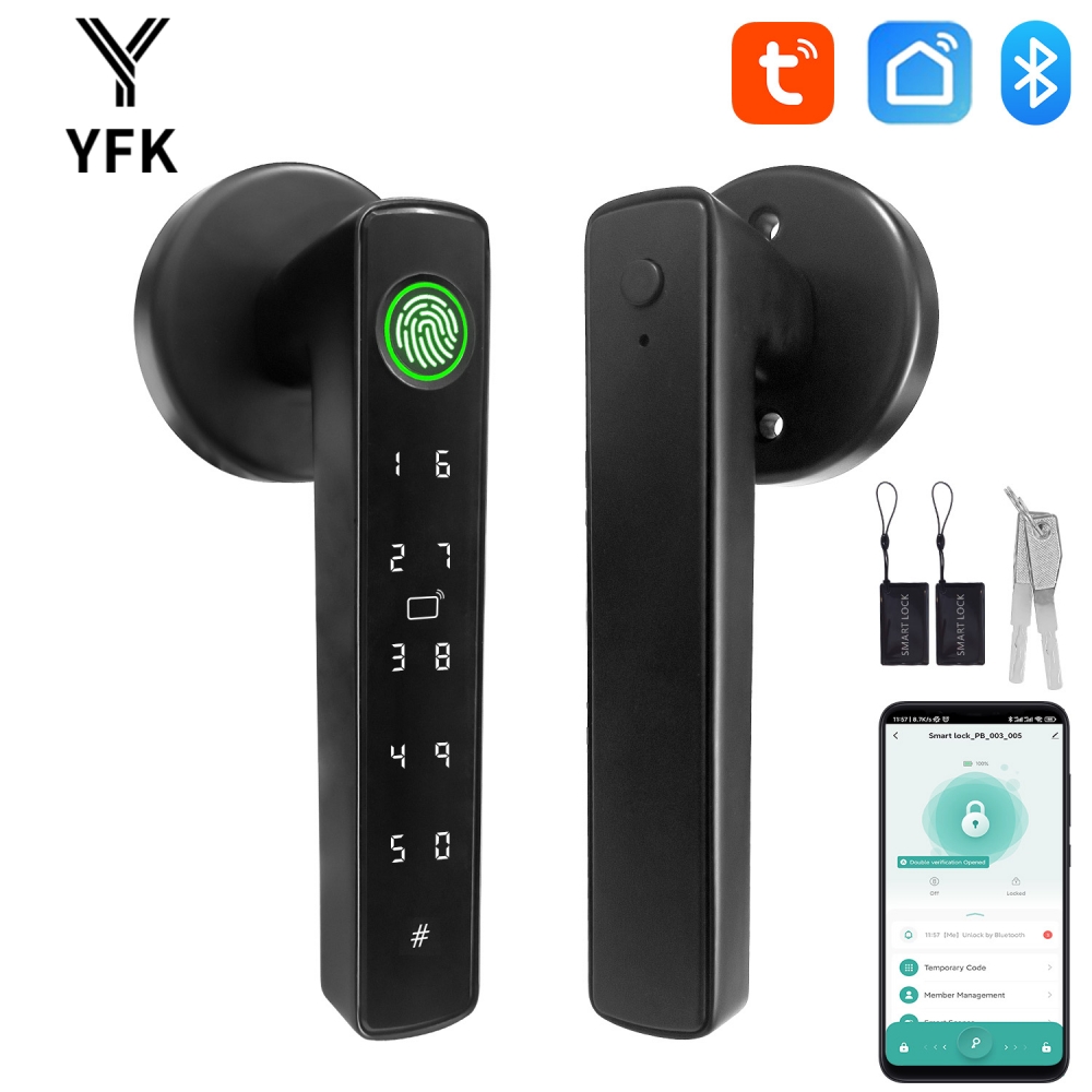 Office Tech - YFK Tuya 5-in-1 Smart-Türgriffschloss Bluetooth Fingerabdruck