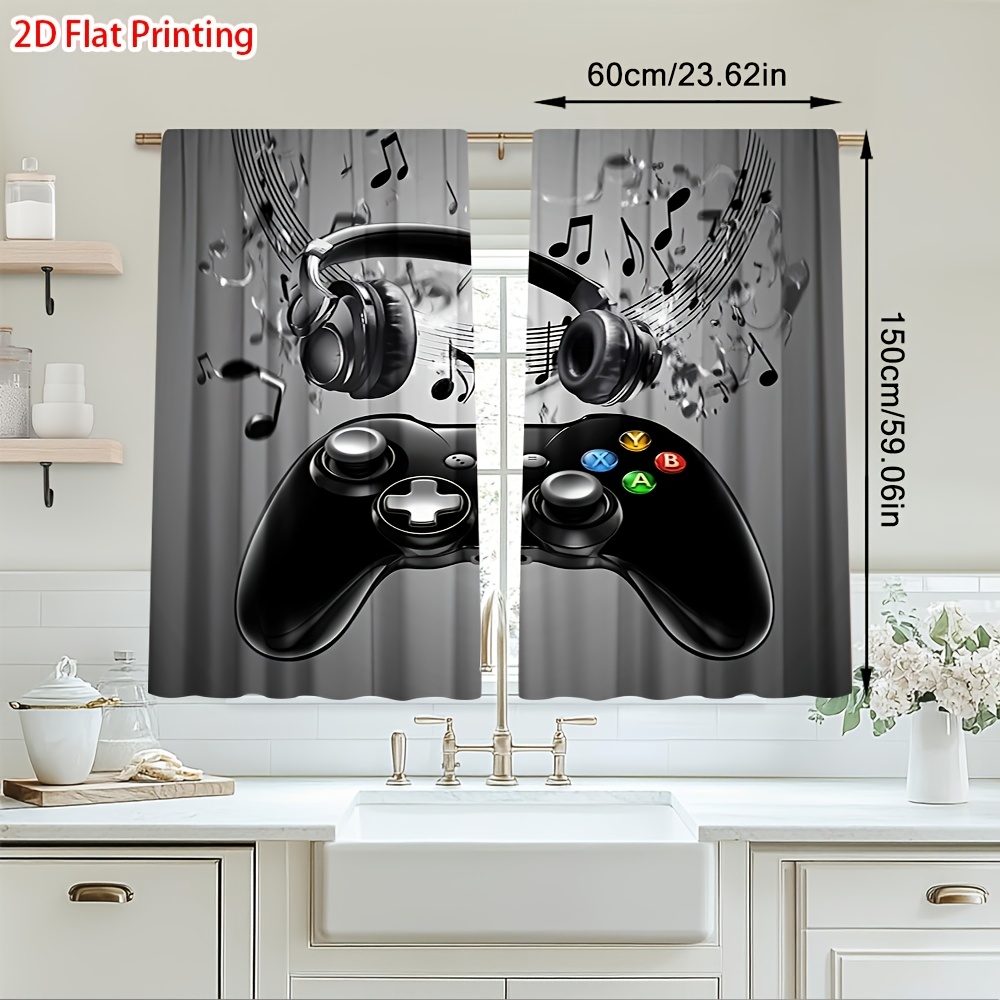 Office Tech For Home - 2 Stück Spielcontroller-Vorhänge mit Kopfhörer- und